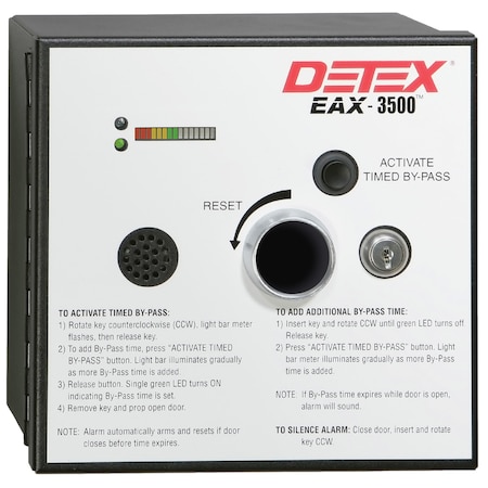 Detex Detex Timed Bypass Exit Alarm and Rechargeable Battery - Wired - 24 V AC - 100 dB - Audible - Surface Mount EAX-3500SK